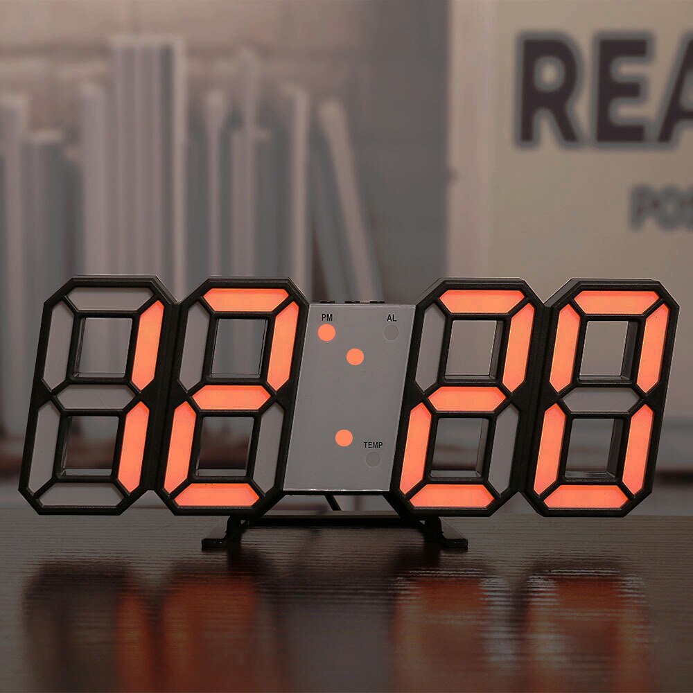 Home Living Room Decoration 3D Large LED Digital Wall Clock Date Time Electronic Display