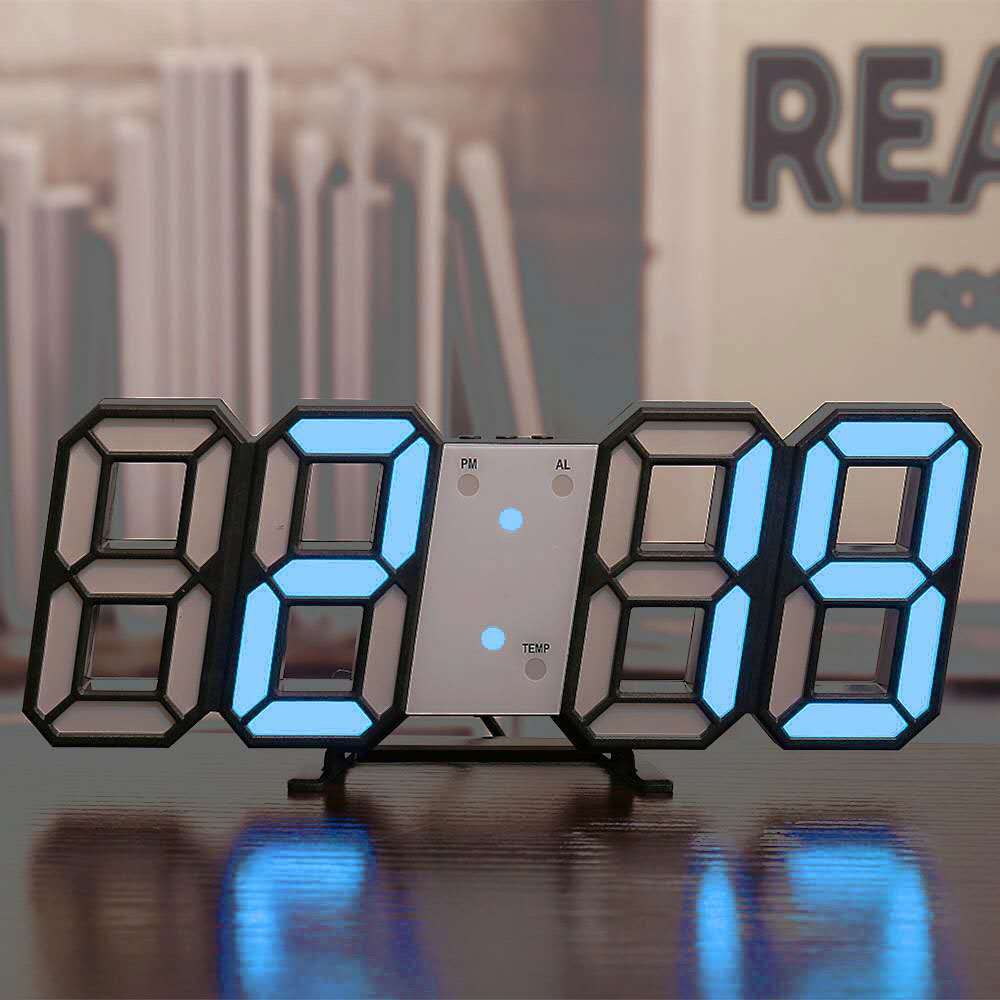 Home Living Room Decoration 3D Large LED Digital Wall Clock Date Time Electronic Display