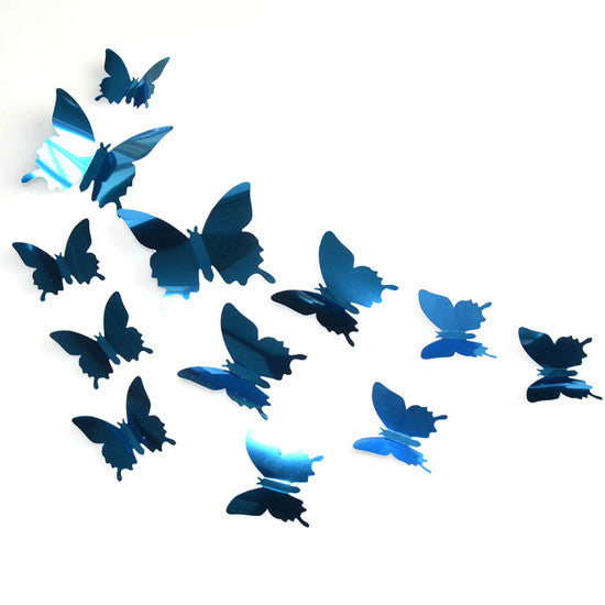 Hot 24pcs Mirror Wall Sticker Decal Butterflies 3D Mirror Wall Art