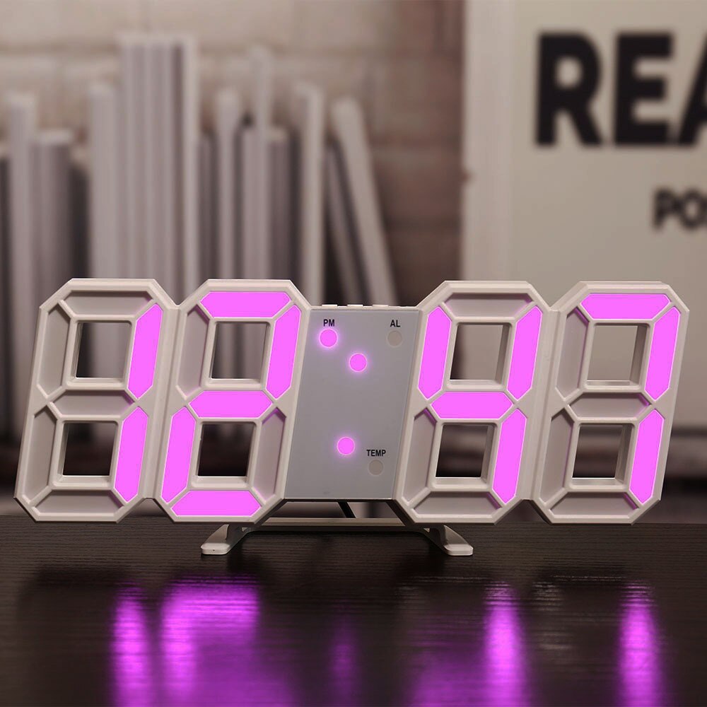 Home Living Room Decoration 3D Large LED Digital Wall Clock Date Time Electronic Display