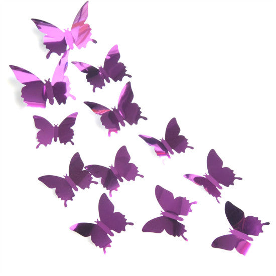 Hot 24pcs Mirror Wall Sticker Decal Butterflies 3D Mirror Wall Art