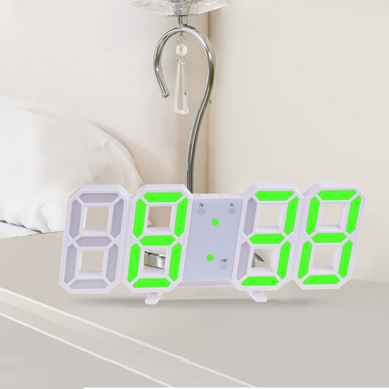 Home Living Room Decoration 3D Large LED Digital Wall Clock Date Time Electronic Display