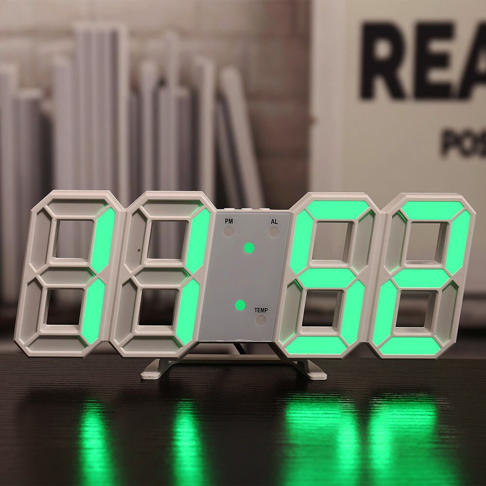 Home Living Room Decoration 3D Large LED Digital Wall Clock Date Time Electronic Display