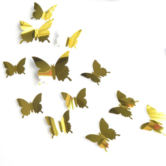 Hot 24pcs Mirror Wall Sticker Decal Butterflies 3D Mirror Wall Art