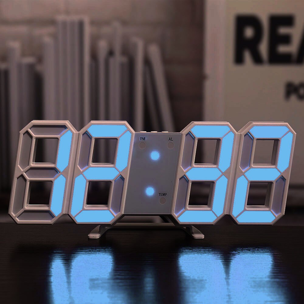 Home Living Room Decoration 3D Large LED Digital Wall Clock Date Time Electronic Display