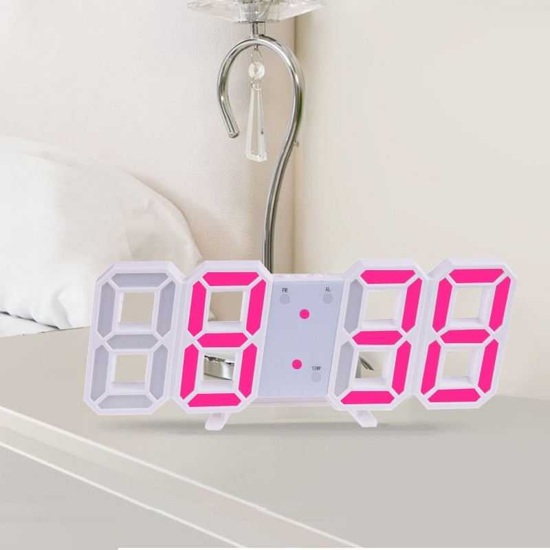 Home Living Room Decoration 3D Large LED Digital Wall Clock Date Time Electronic Display