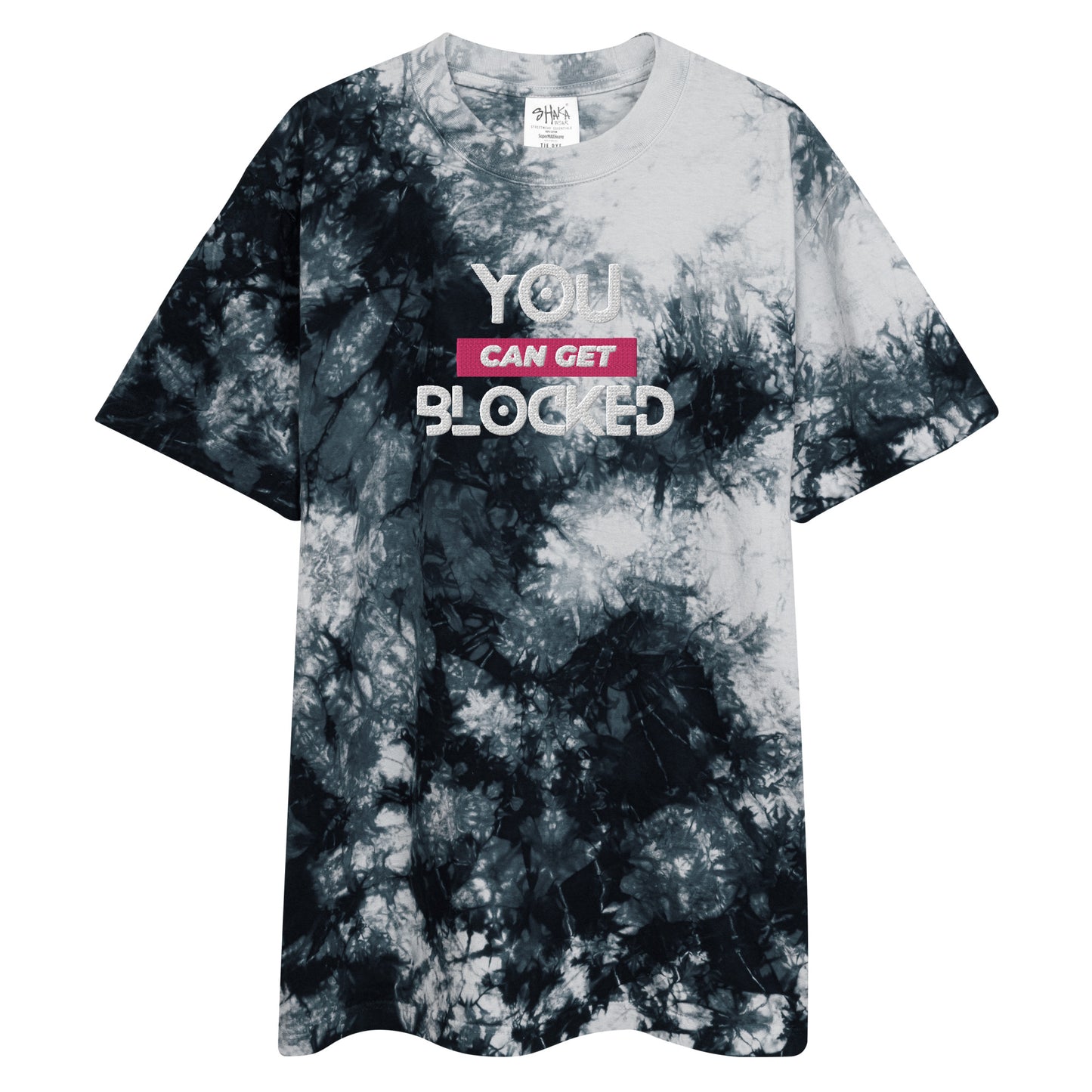 Oversized tie-dye "You Can Get Blocked" t-shirt