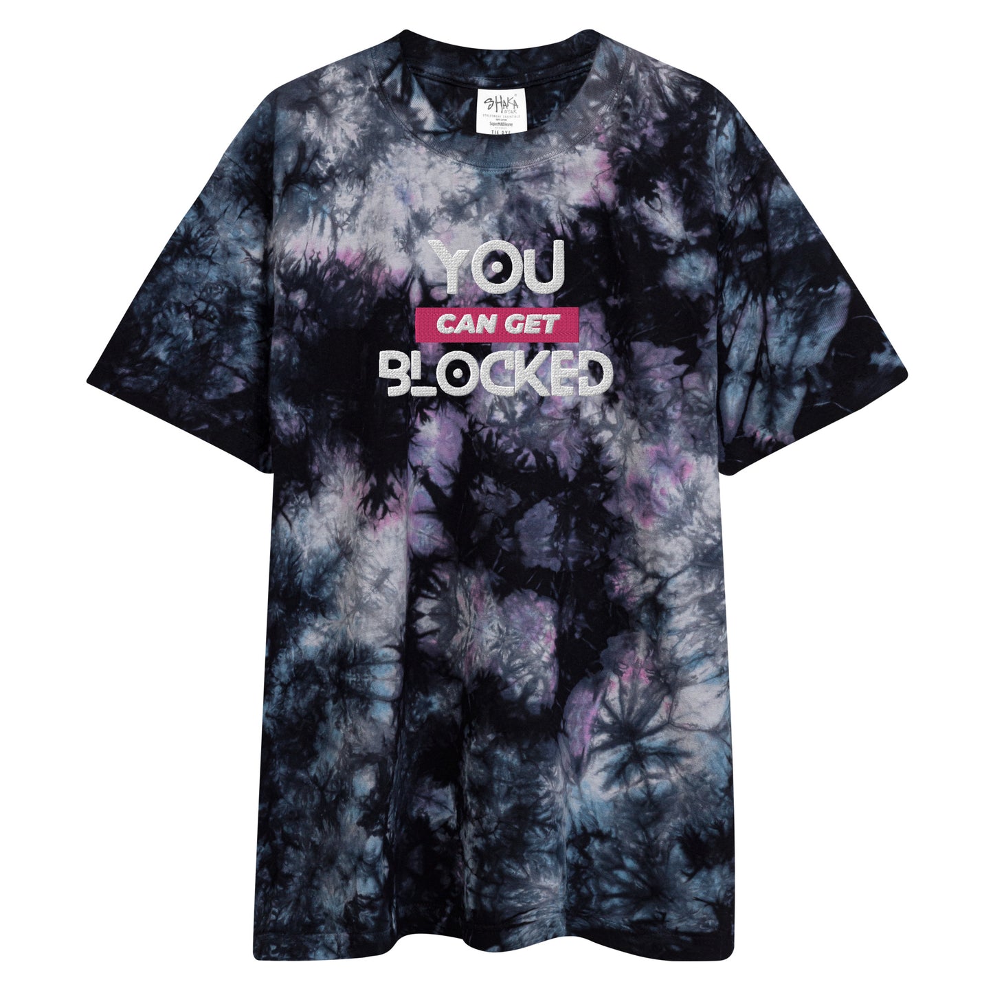 Oversized tie-dye "You Can Get Blocked" t-shirt